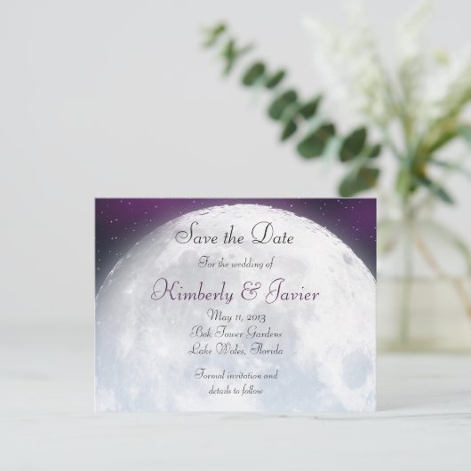 宇宙テーマの日付を保結婚存 案内ポストカード (スタンド正面)