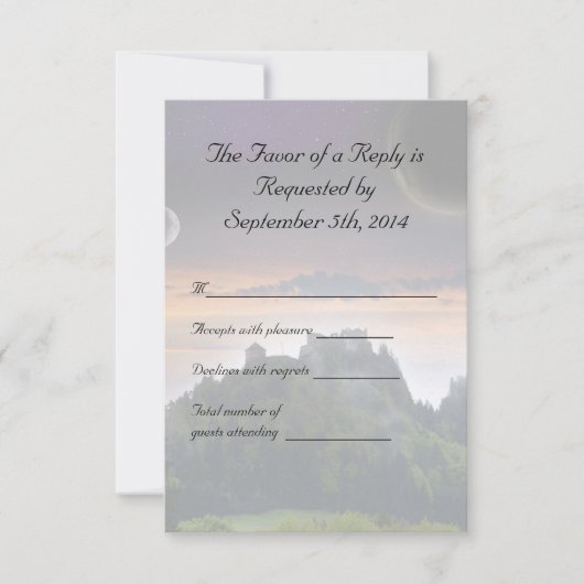 宇宙テーマの結婚RSVP 出欠カード (正面)