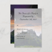 宇宙テーマの結婚RSVP 出欠カード (正面/裏面)