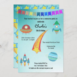 宇宙テーマアクアスター誕生日 招待状