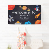 宇宙テーマウェルカムキュートカストメベビーシャワー 横断幕 (インサイチュ)