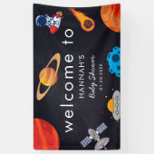 宇宙テーマウェルカムキュートカストメベビーシャワー 横断幕 (縦)