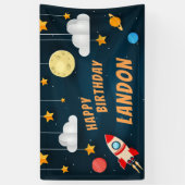宇宙テーマパーソナライズされた誕生会 横断幕 (縦)