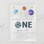 宇宙テーマファーストバースデーパーティー 招待状 (正面/裏面)