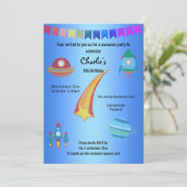 宇宙テーマブルースター誕生日 招待状 (スタンド正面)