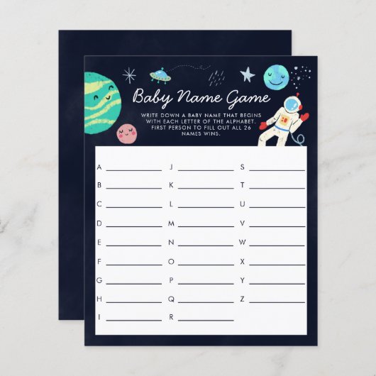 宇宙テーマベビー名シャワーゲーム (正面/裏面)
