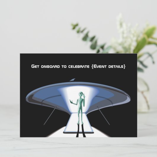 宇宙テーマ企業の/大人パーティーのカスタマイズ 招待状 (スタンド正面)