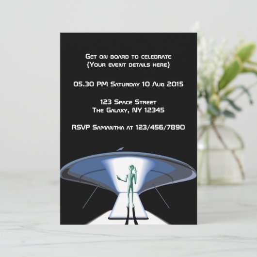 宇宙テーマ企業の/大人パーティーのカスタマイズ 招待状 (スタンド正面)