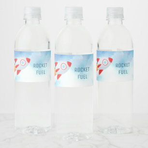 宇宙テーマ宇宙ロケット第1誕生日 ペットボトルラベル