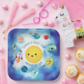 宇宙テーマ宇宙ロケット第1誕生日 ペーパープレート (パーティー)