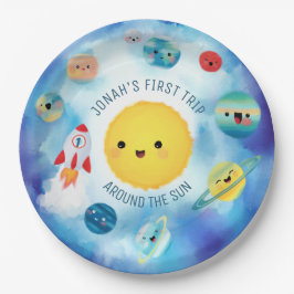 宇宙テーマ宇宙ロケット第1誕生日 ペーパープレート
