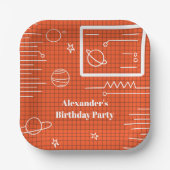 宇宙テーマ宇宙船コンピュータ画面誕生日 ペーパープレート (正面)