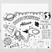 宇宙テーマ宇宙飛行士カラーリングページ誕生日デコール (正面/裏面)