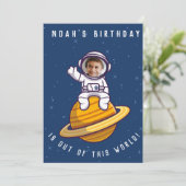 宇宙テーマ誕生日パーティー招待状-カスタム写真 招待状 (スタンド正面)