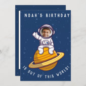 宇宙テーマ誕生日パーティー招待状-カスタム写真 招待状 (正面/裏面)