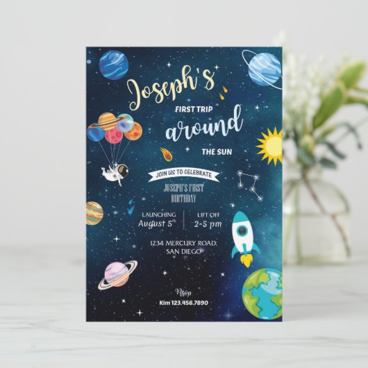 宇宙テーマ誕生日招待状 招待状 (スタンド正面)