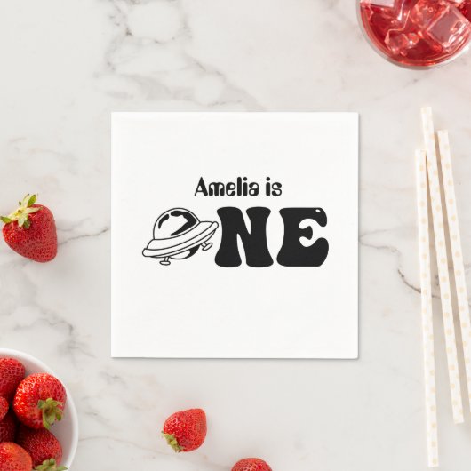 宇宙テーマ1stバースデーカスタムタUFO スタンダードカクテルナプキン (インサイチュ)