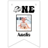 宇宙テーマ1st誕生日12ヶ月フォトバナー バンティングフラッグ (第1の旗)