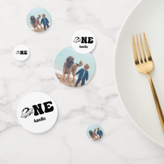 宇宙テーマ1st誕生日UFO写真 コンフェッティ (グループ)