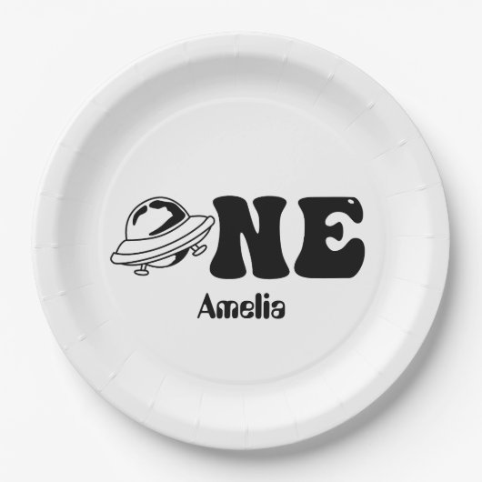 宇宙テーマ1st誕生日UFO ペーパープレート (正面)