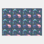 宇宙ディノラッピング紙フラットシートセット3 ラッピングペーパーシート (正面2)