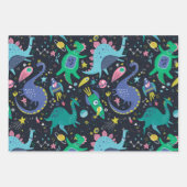 宇宙ディノラッピング紙フラットシートセット3 ラッピングペーパーシート (正面)