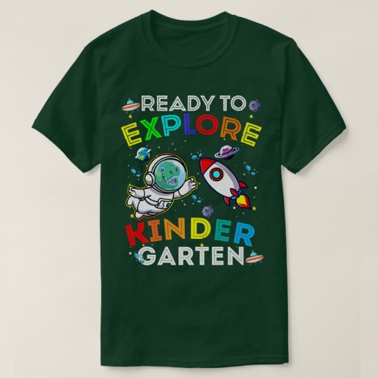 宇宙ディノ恐竜の種類を再現する準備ができている宇宙飛行士 Tシャツ (デザイン正面)