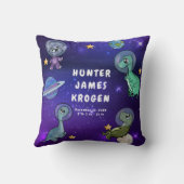 宇宙ディノ恐竜惑星星ベビー誕生統計 クッション (裏面)