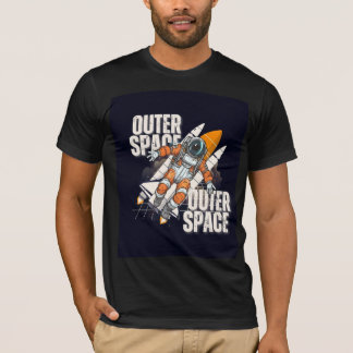 宇宙デザインのブラックTシャツ Tシャツ
