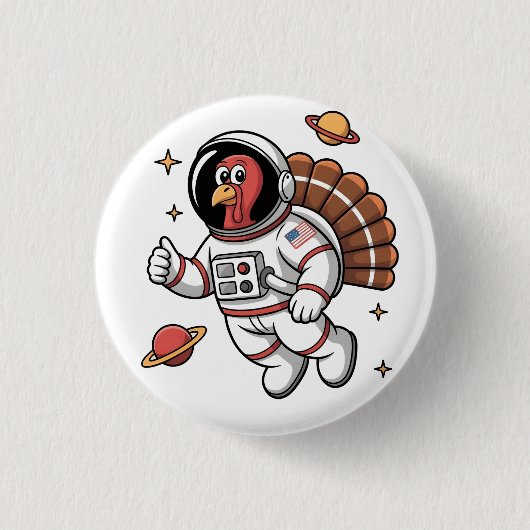 宇宙トルコ宇宙飛行士ゴブラー感謝祭 缶バッジ (正面)