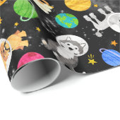 宇宙ドッグズウォーター色の宇宙飛行士パピーズ ラッピングペーパー (ロールコーナー)