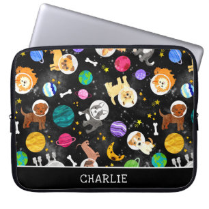 宇宙ドッグズウォーター色の宇宙飛行士パピーズ ラップトップスリーブ