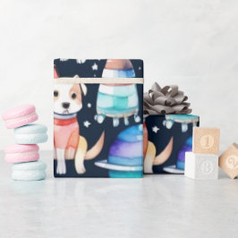 宇宙ドッグ惑星銀河系宇宙 ラッピングペーパー