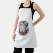 宇宙ドナットキャットシャツ飛んでいる_子猫銀河系Tシール エプロン (インサイチュ)