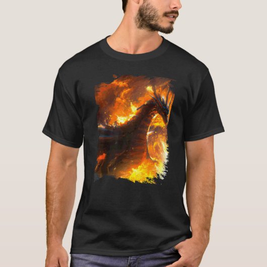 宇宙ドラゴン炎を吐く Tシャツ (正面)