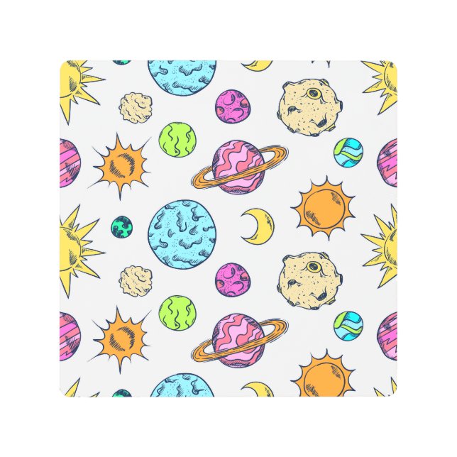 宇宙ドードルズコズミックバックグラウンド メタルプリント (正面)