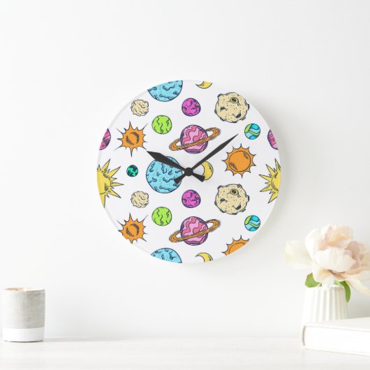 宇宙ドードルズコズミックバックグラウンド ラージ壁時計 (ホーム)