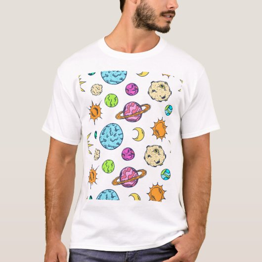 宇宙ドードルズコズミックバックグラウンド Tシャツ (正面)