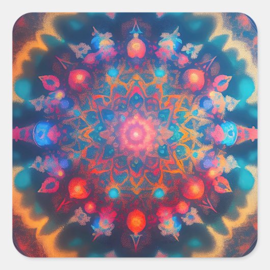宇宙ニューエイジフラクタルデザイン スクエアシール (正面)