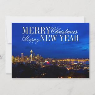 宇宙ニードルクリスマスツリーシアトルスカイライン シーズンカード