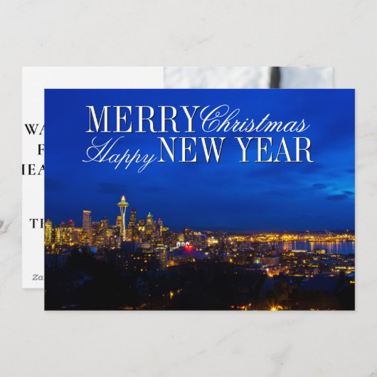 宇宙ニードルクリスマスツリー、シアトルスカイライン シーズンカード (正面/裏面)