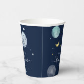 宇宙ネイビーブルーベビーモダンシャワー 紙コップ (右)