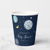 宇宙ネイビーブルーベビーモダンシャワー 紙コップ (正面)