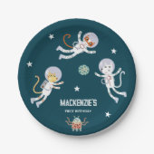 宇宙ネコの1歳の誕生日パーティー ペーパープレート (正面)