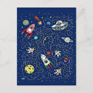 宇宙ネコ迷路ゲー子供へム ポストカード