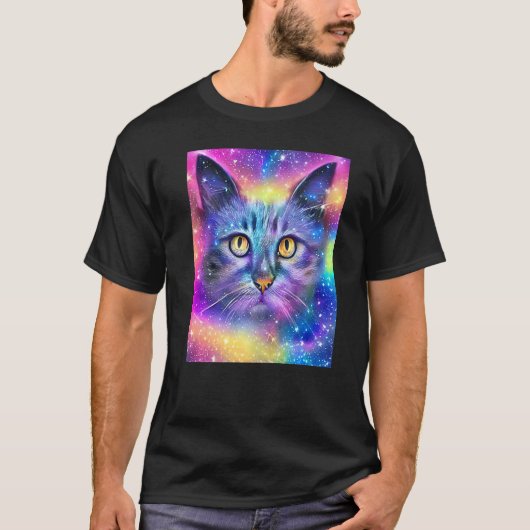 宇宙ネコ+猫+子猫+キャットスタイル13 Tシャツ (正面)