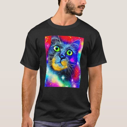 宇宙ネコ 猫 子猫 ネコ風 8 Tシャツ (正面)