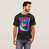 宇宙ネコ 猫 子猫 ネコ風 8 Tシャツ (正面フル)