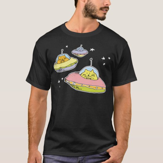 宇宙ネコCats In宇宙Trans Blue Tシャツ (正面)