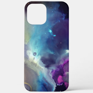 宇宙ネブライエローブルーピンクアルコールインクアート iPhone 12 PRO MAX ケース